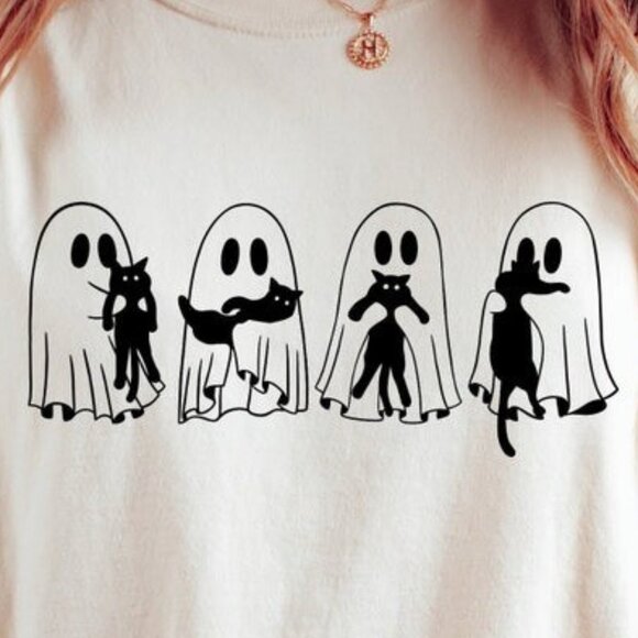 Halloween Ghost Shirt, Cute Halloween Shirt, Halloween Women_s Shirt - Picture 2 of 4